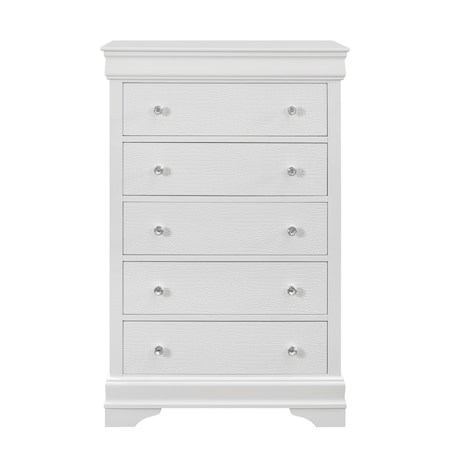 Global Furniture Usa Traditional Glam Croc Pompei Metallic White Chest 1444